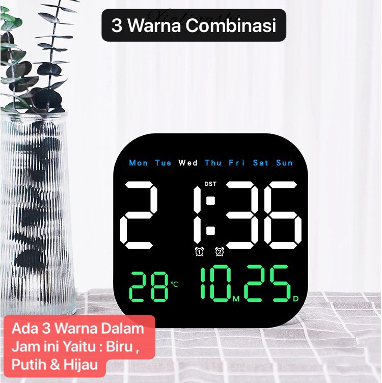 JD-6650 Biru Putih Hijau Jam Digital LED Design Elegan Dekorasi Rumah Bisa Timer Countdown Dapat Remote Setting Jam Alarm