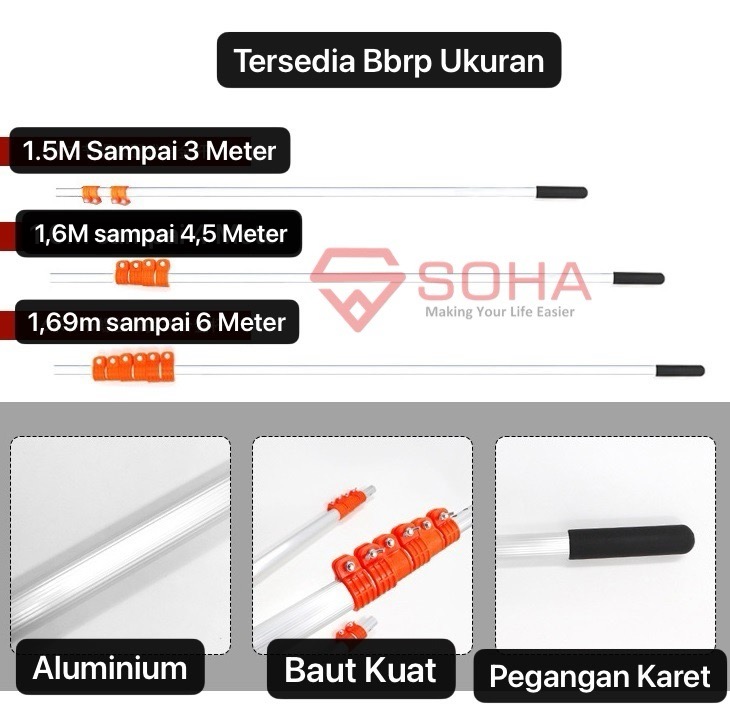 PCK-17 4.5M Galah Tongkat Telescopic Potong Ranting Pohon Pasang Gergaji / Gunting Alat Pemetik Pemotong