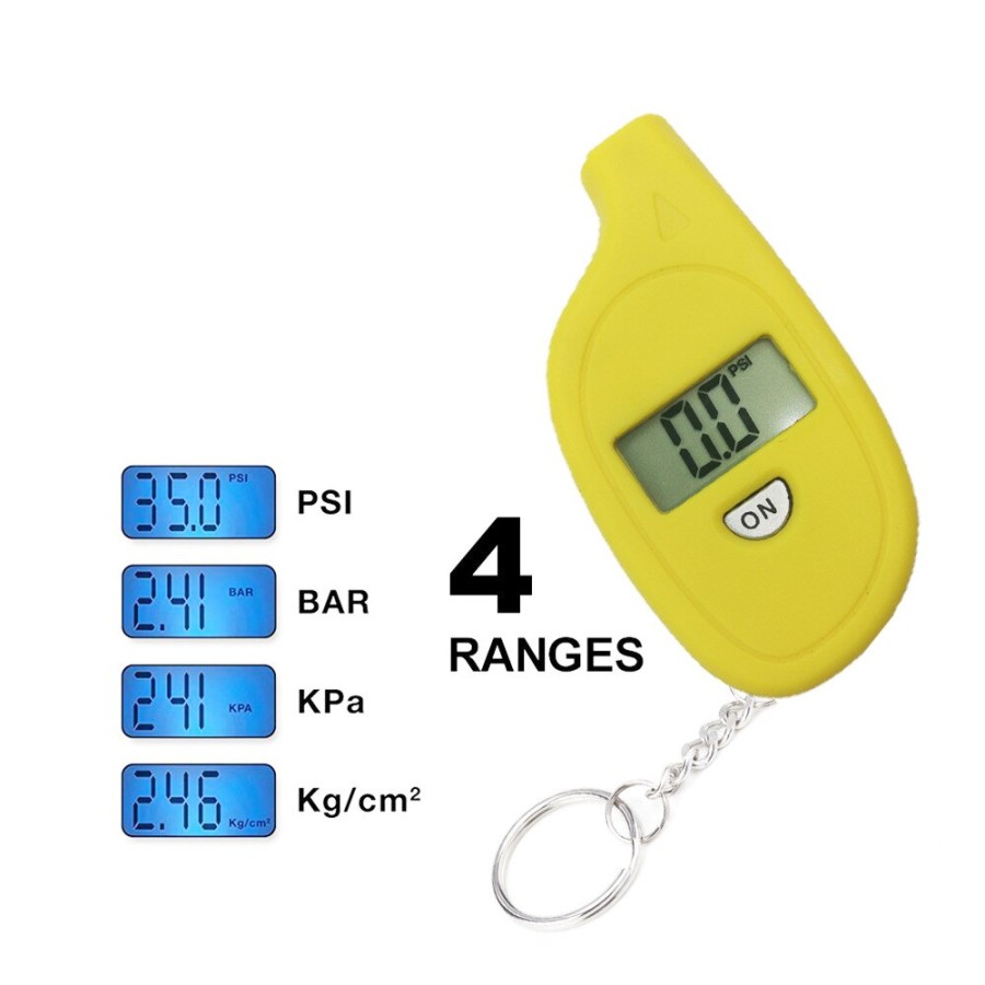 AM-78 Kuning Alat Ukur Pengukur Tekanan Angin Ban Motor Mobil Digital Tire Pressure Gauge Design Gantungan Kunci